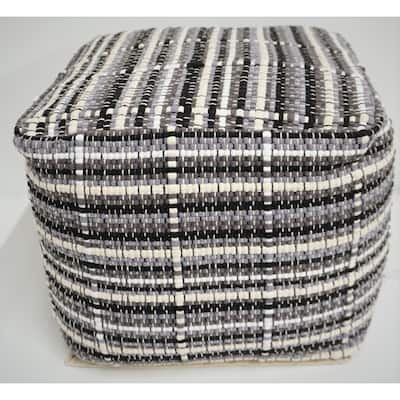 Home&Manor Wool Cotton Ravenna Pouf