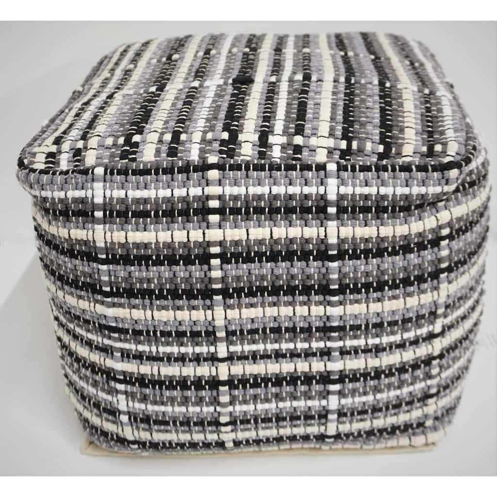 Home&Manor Wool Cotton Ravenna Pouf