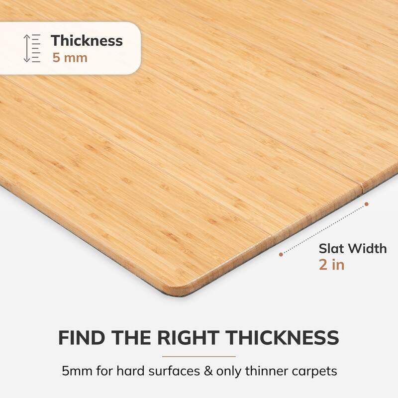 Eco Bamboo Standard Rectangular Natural Chair Mat (52 x 48)