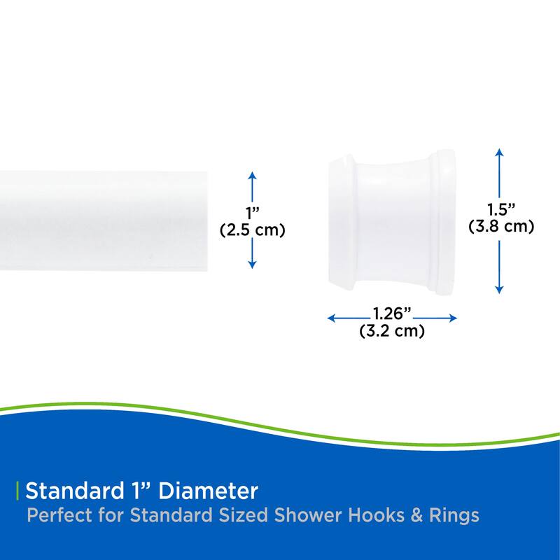 Kenney Twist & Fit No Tools Camlock Tension Stall Shower Curtain Rod, 24-40" - White