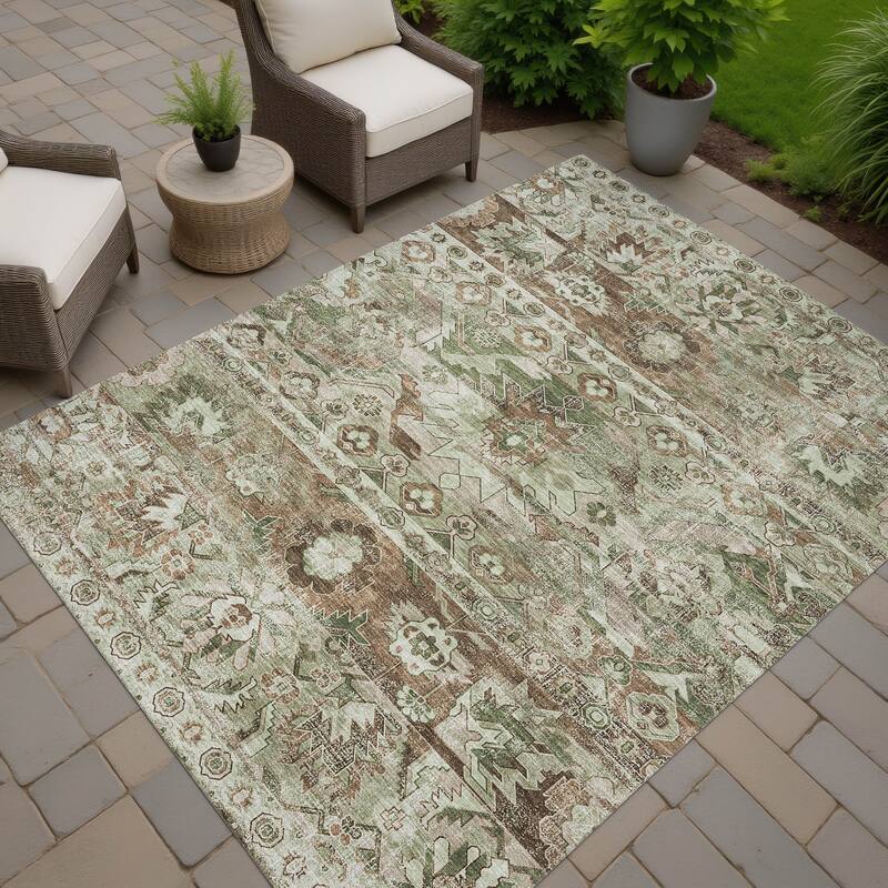 Machine Washable Indoor/ Outdoor Traditional Hudson Chantille Rug