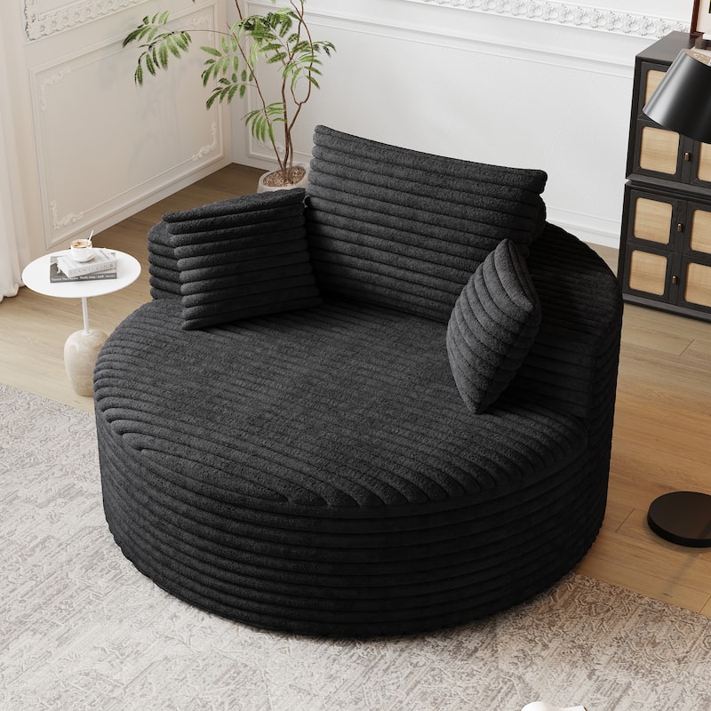 50"L Corduroy Sponge Single Sofa,No Assembly Required,Fluffy Modern Sleeper Chair (Not A Swivel Chair)