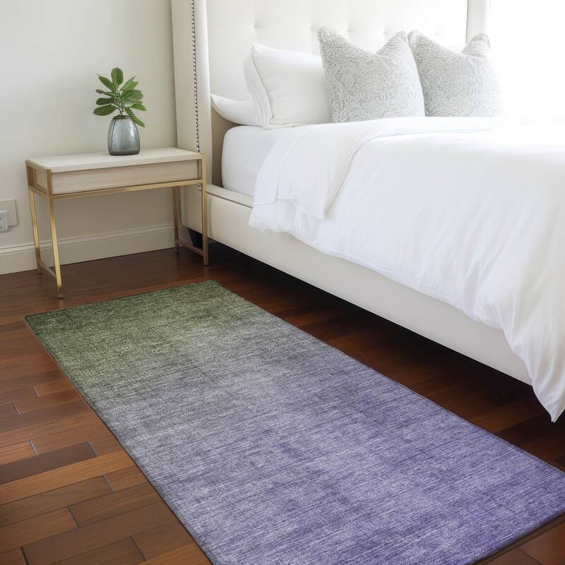 Machine Washable Indoor/ Outdoor Modern Ombre Chantille Rug