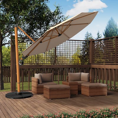 11 Feet Patio Outdoor Round Double Top Cantilever