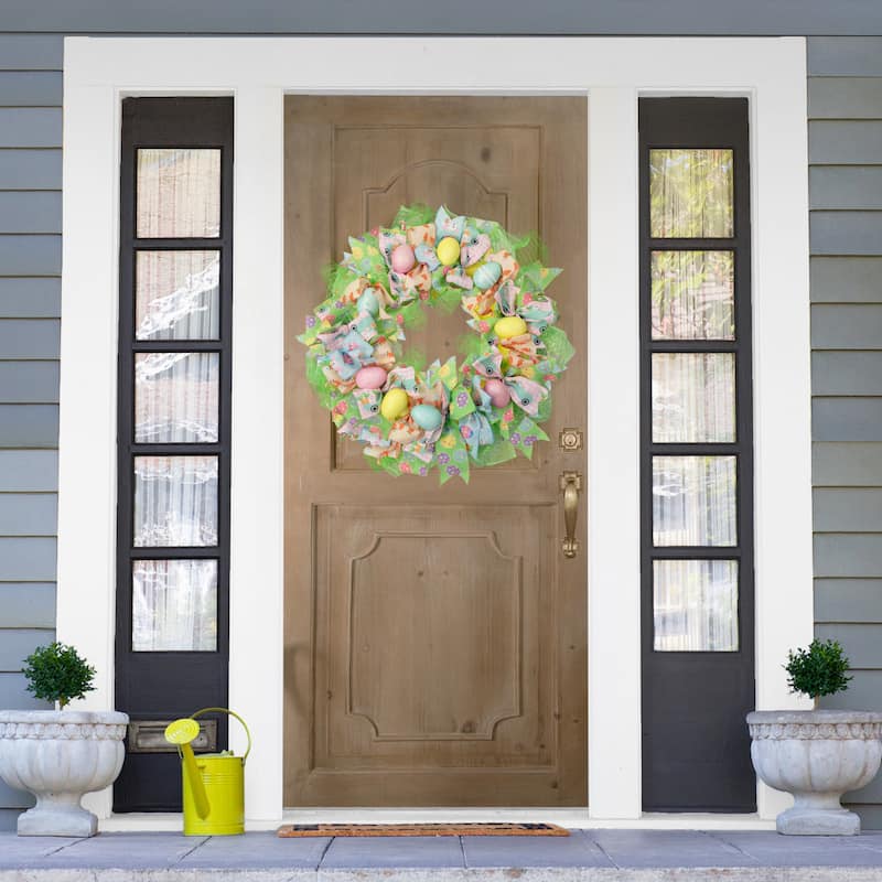 Pastel Easter Egg and Ribbons Wreath - 22"