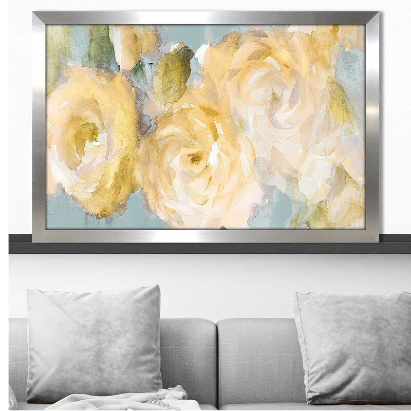 "Yellow Blooms on Blue" Print on Acrylic.