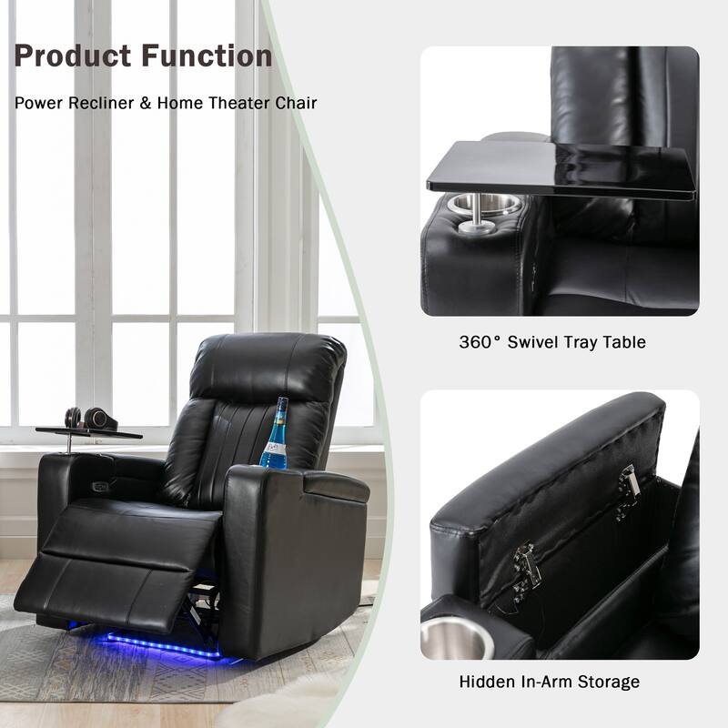 Premium Power Recliner with Storage Arms