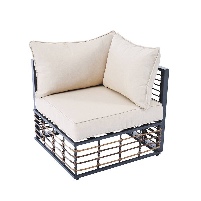 7-Piece Outdoor Metal Modular Sectional Sofa Set with Coffee Table and Chairs, Free Combination