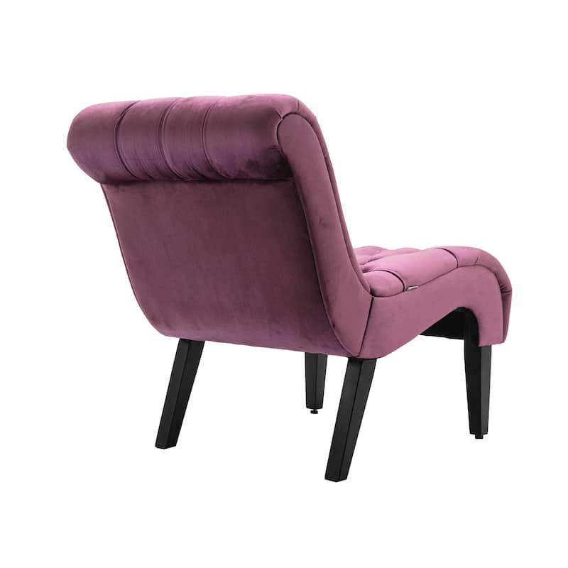 Velvet Upholstered Leisure Chair For Living Room With Wood Legs