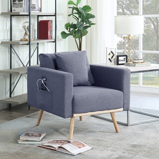 Easton 32.5" Dark Gray Linen Fabric Chair with USB Charging Ports ...