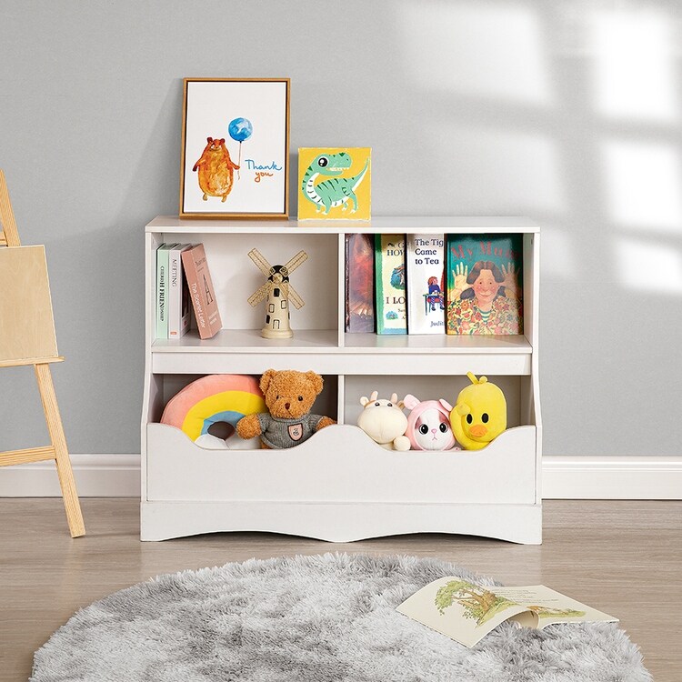 Stylish Kid s Toy Storage Organizer with Bookcase Multi Functional Nursery Storage Cubby Cabinet for Playroom and Bedroom On Sale Bed Bath Beyond 37028947