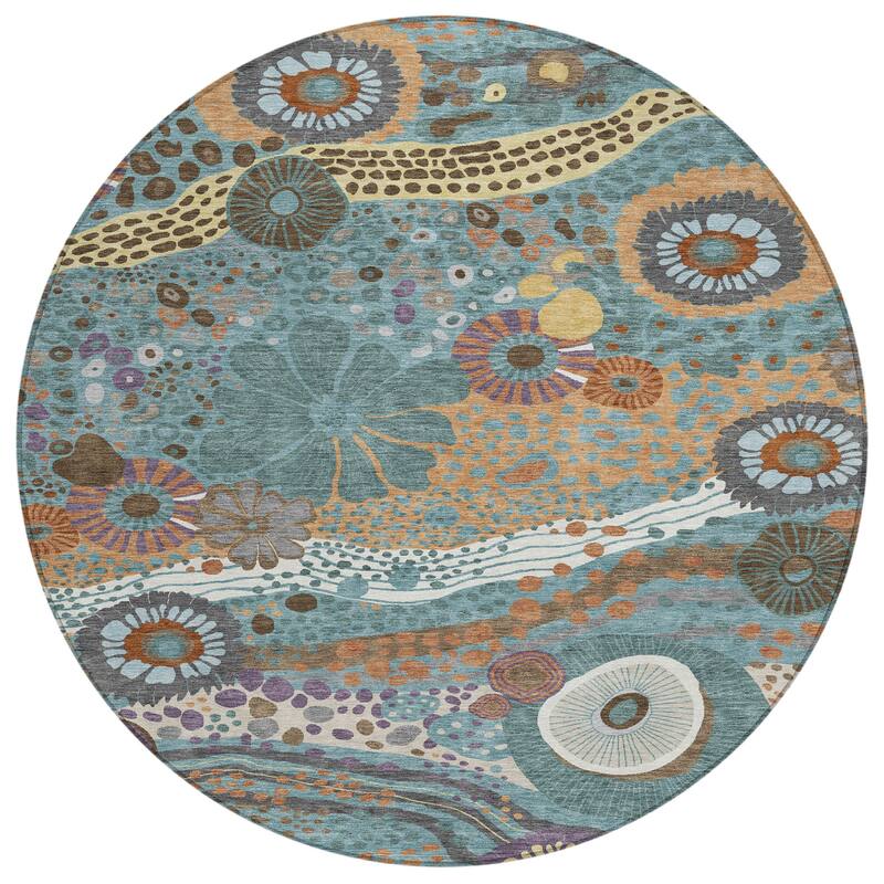 Machine Washable Indoor/ Outdoor Whimsy Floral Chantille Rug