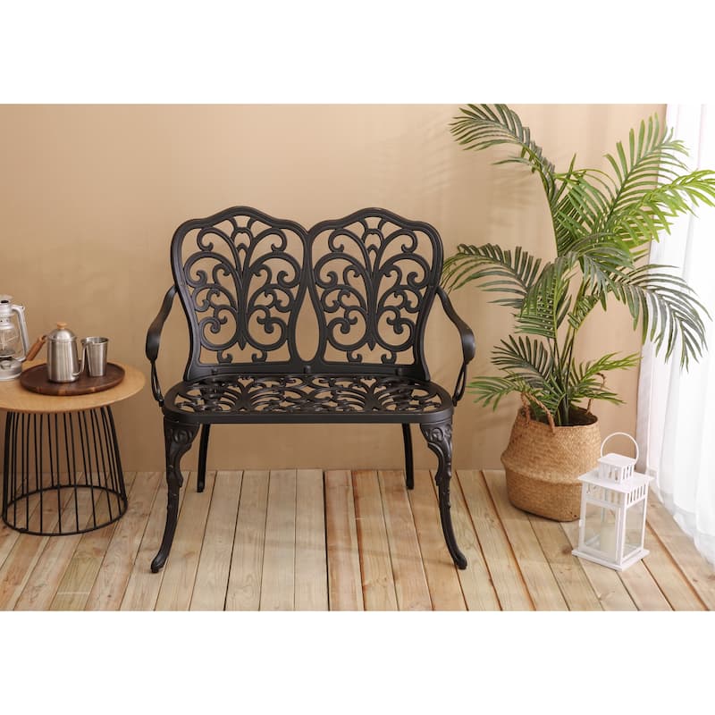 HOMEFUN Aluminum Outdoor Butterfly Loveseats Park Garden Bench