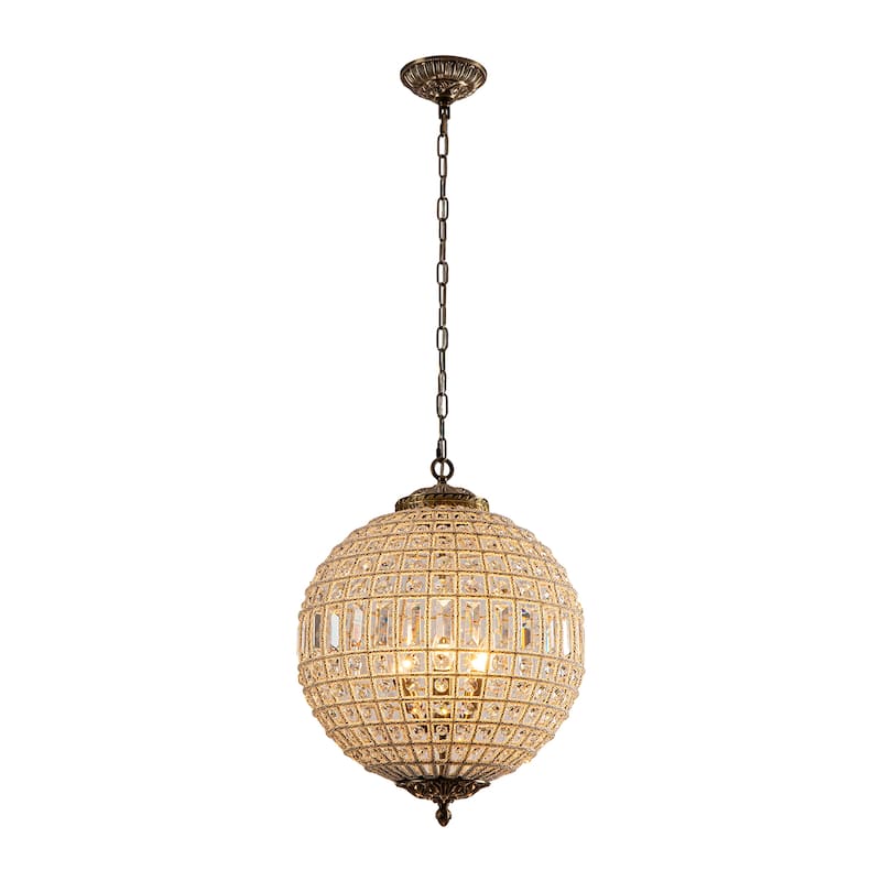 1/3/5-Light Retro French Crystal Globe Chandelier
