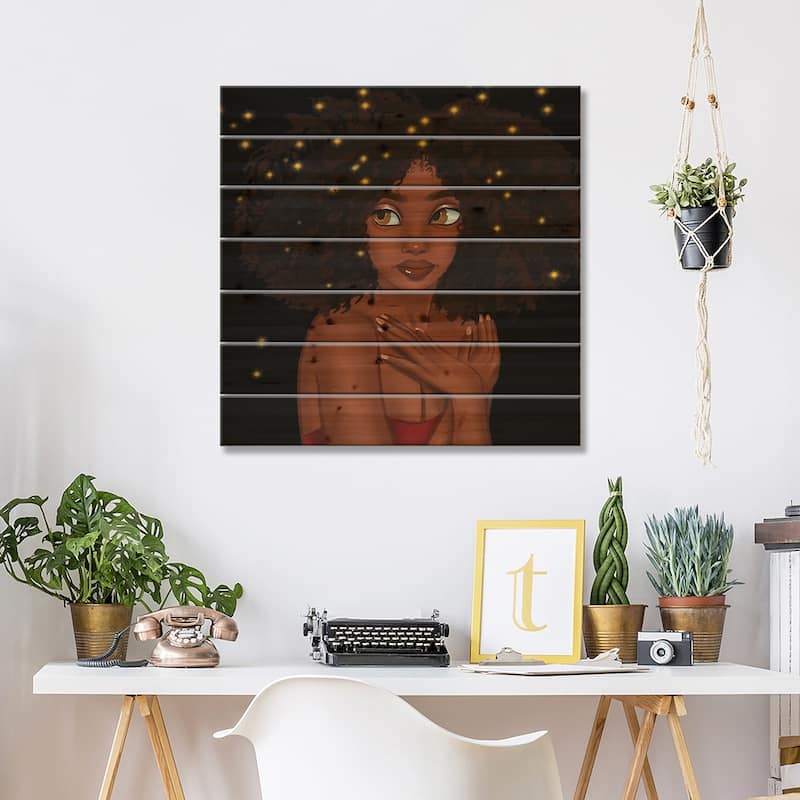 Fireflies Print On Wood by Princess Karibo - Multi-Color
