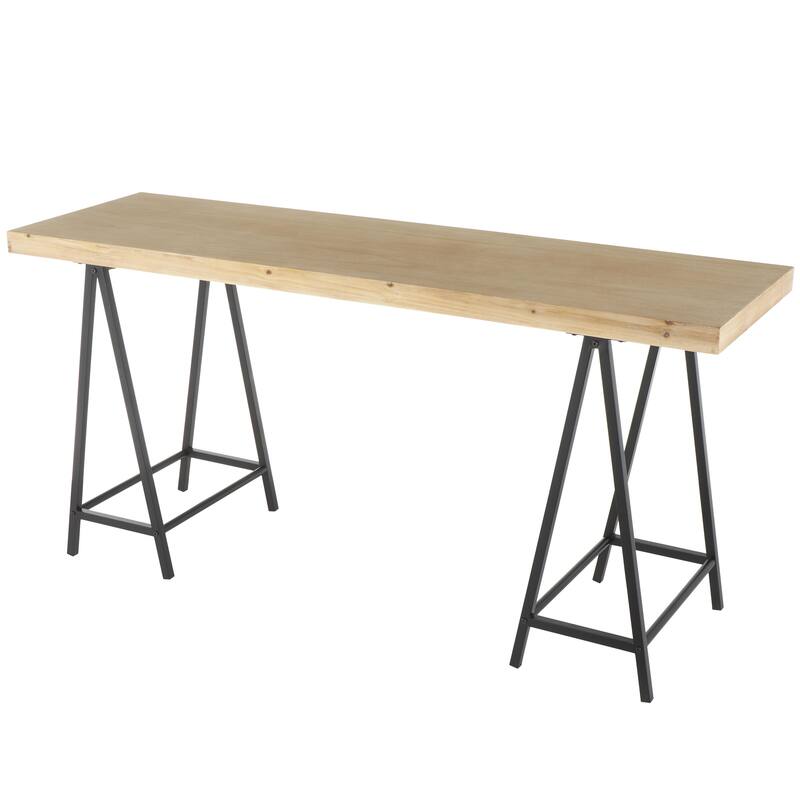 Wooden Rectangular Console Table with Black Metal Supports - Brown - Roche River Decor - Brown