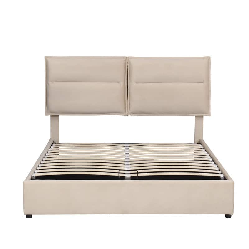 Full/Queen Size Upholstered Platform Bed with Hydraulic Storage System
