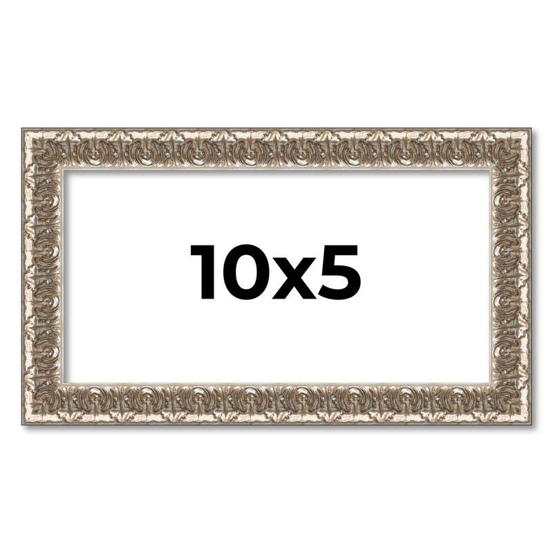 10x5 Frame Silver Versailles Ornate Solid Wood Picture Frame | 1 Inch