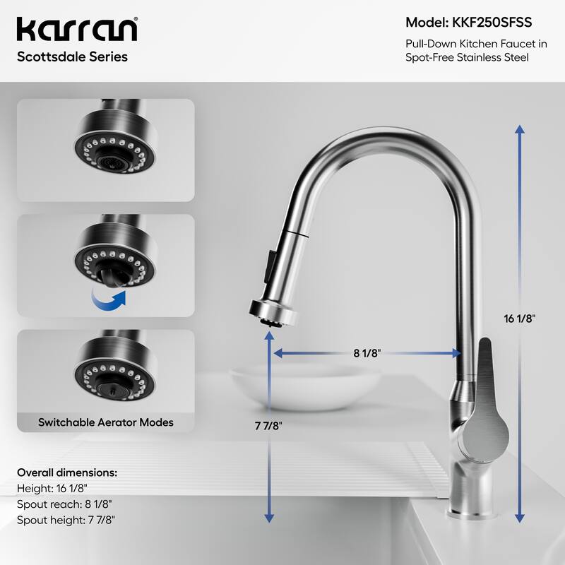 Karran Scottsdale Single Handle Pull-Down Sprayer Kitchen Faucet