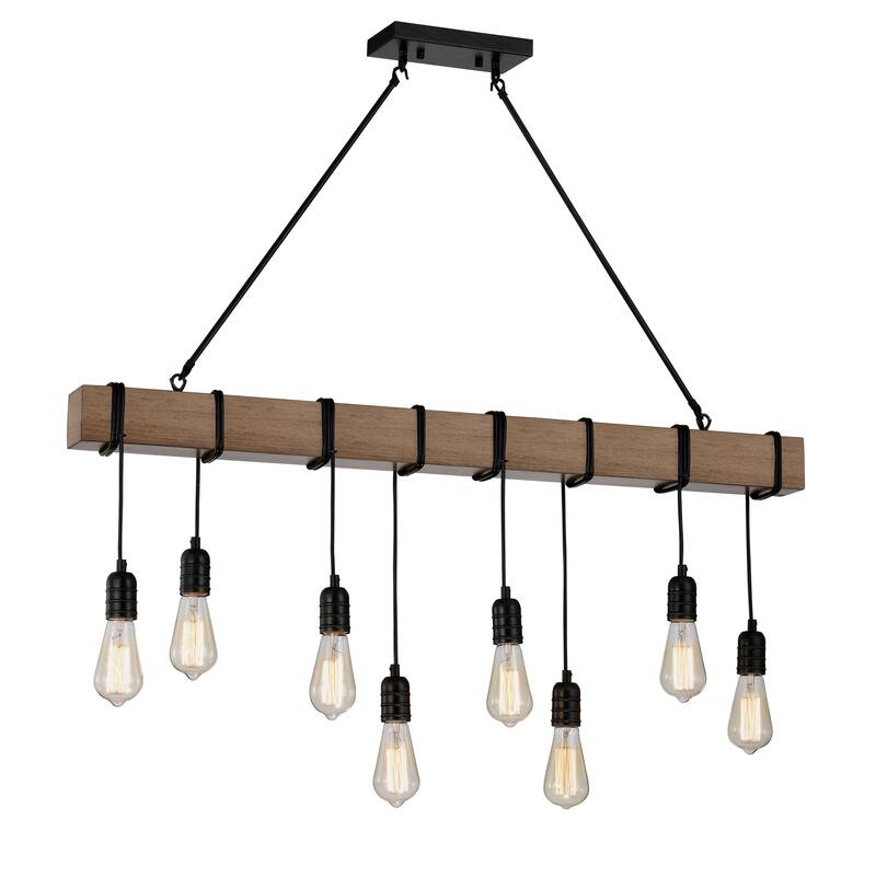 Irma 8-light Natural Wooden Beam Linear Chandelier