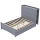 preview thumbnail 5 of 10, Full Storage Headboard Bed w/ 4 Drawers, Wood Platform Bed/ Space Saving Bed/ Grounded Trundle Bed for Small Living Spaces, Gray