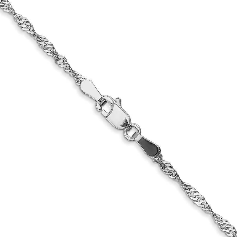 Curata 10k White Gold 1.7mm Diamond-cut Singapore Chain Necklace Options: 16 18 20 24