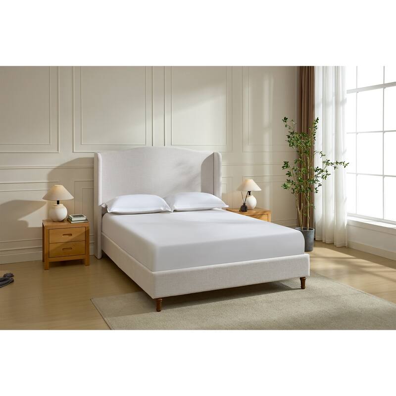 Tall 54" Headboard Upholstered King Wingback Bed