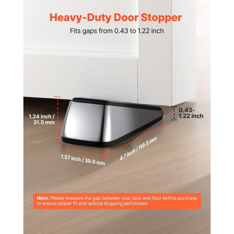 2 Pack Dual-Sided Non-Slip Door Wedge Zinc Alloy Construction with Wall Protection Bumpers