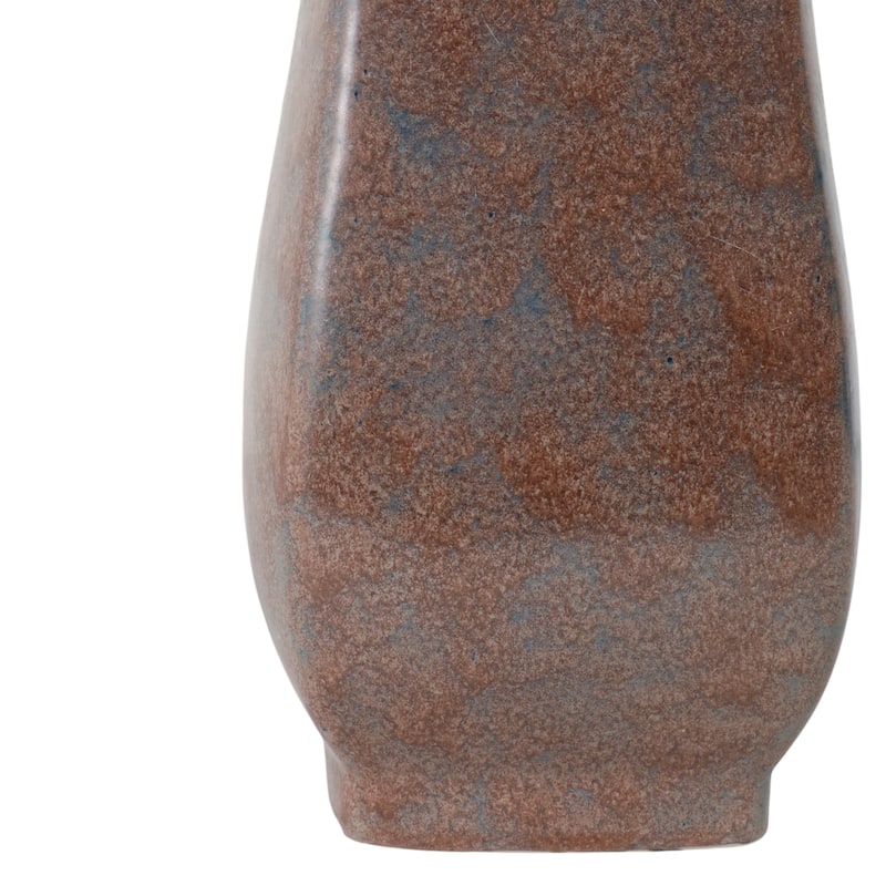 Metal Vase Geometric Textured Design and Sculptural Curved Silhouette