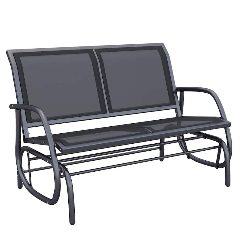2-Person Outdoor Glider Bench, Patio Double Swing Rocking Chair Loveseat with Powder Coated Steel Frame for Garden, Porch - Gray