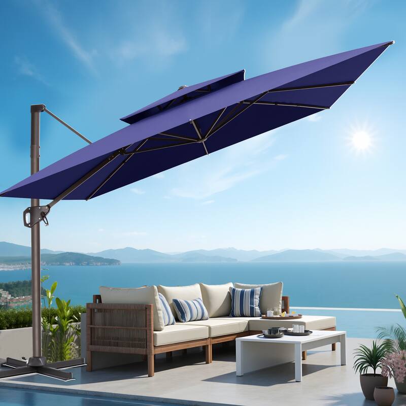 VredHom 10 X 10 ft Square Patio Cantilever-Offset Umbrella