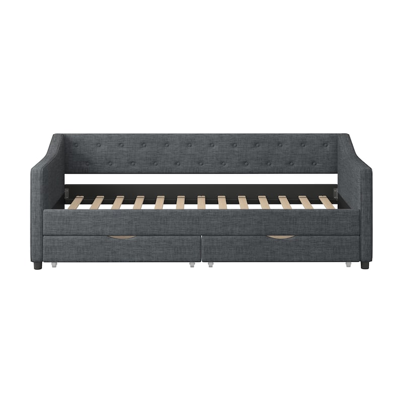 Twin Size Daybed with Drawers Upholstered Tufted Sofa Bed