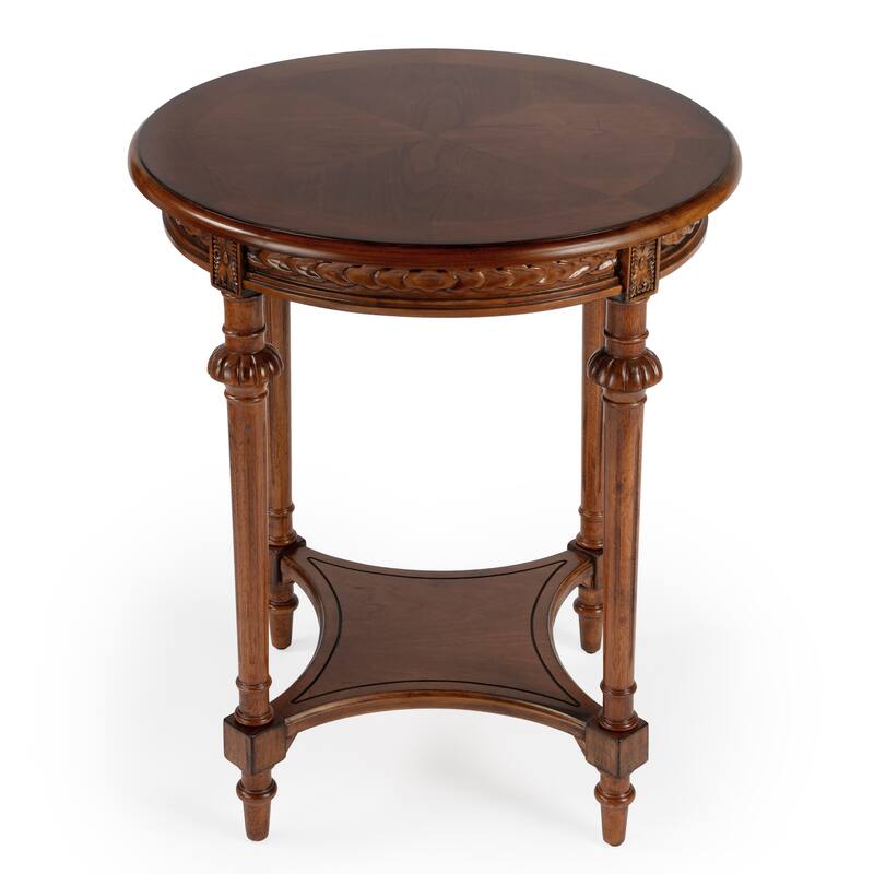 Hellinger 24 in. W Round Wood Tall End Table with Open Shelf