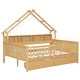 preview thumbnail 24 of 26, Wood House Platform Beds with LED, Storage Shelves, Drawers and Guardrail, Full Size Bed Frame w/Slats Support for Kids