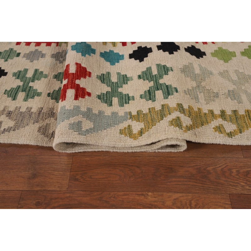 Multicolor Kilim Oriental Large Rug Hand-Woven Wool Carpet - 10'2" x 16'4"