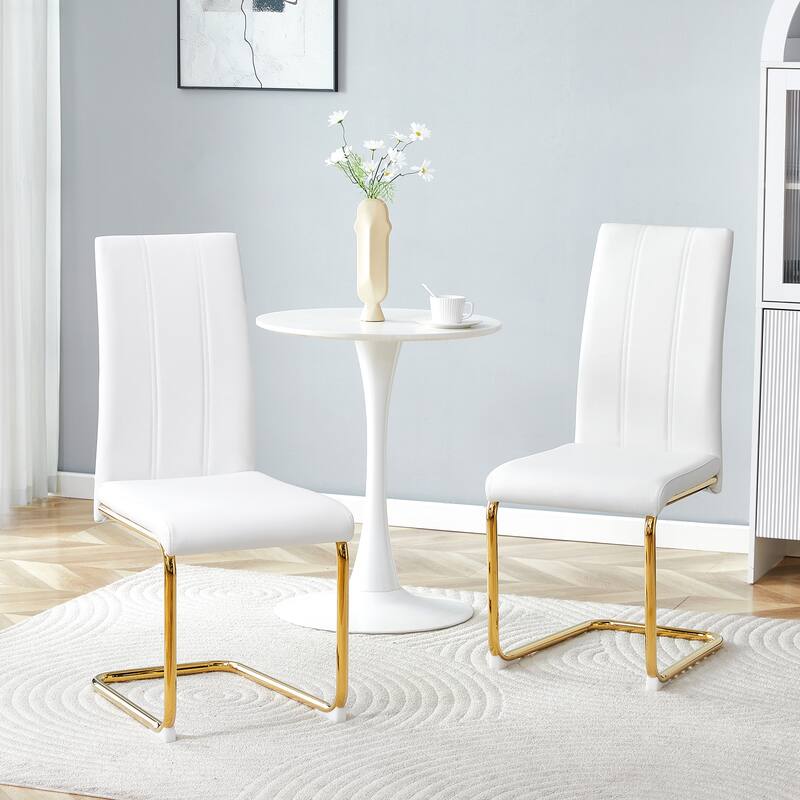 4-Pack PU Upholstered Dining Chairs - Modern High-Back Side Chairs with Luxury Gold-Plated Iron Tube Legs for Dining Room