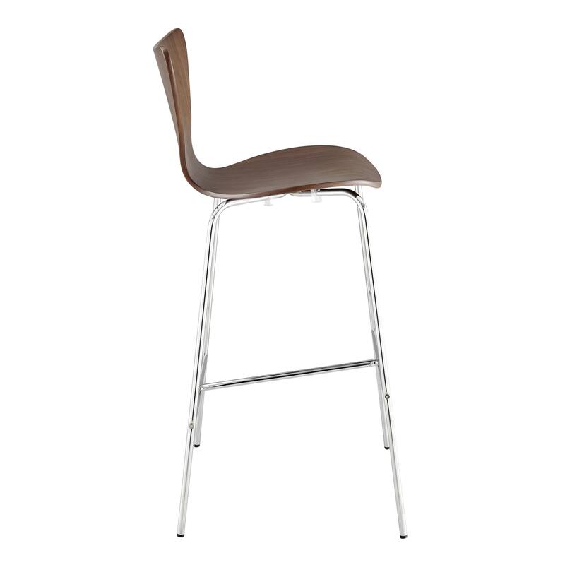 HomeRoots 30" Brown And Silver Metallic Stainless Steel Bar Chair