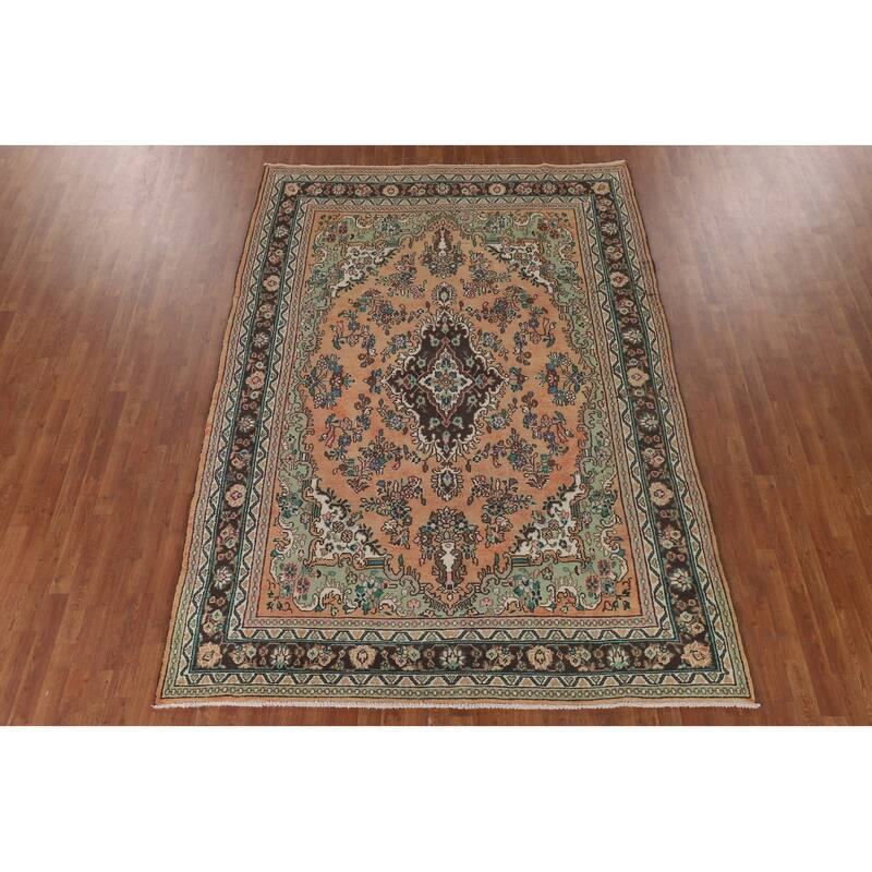 Hamedan Persian Vintage Rug Hand-Knotted Wool Carpet - 7'2"x 10'2"