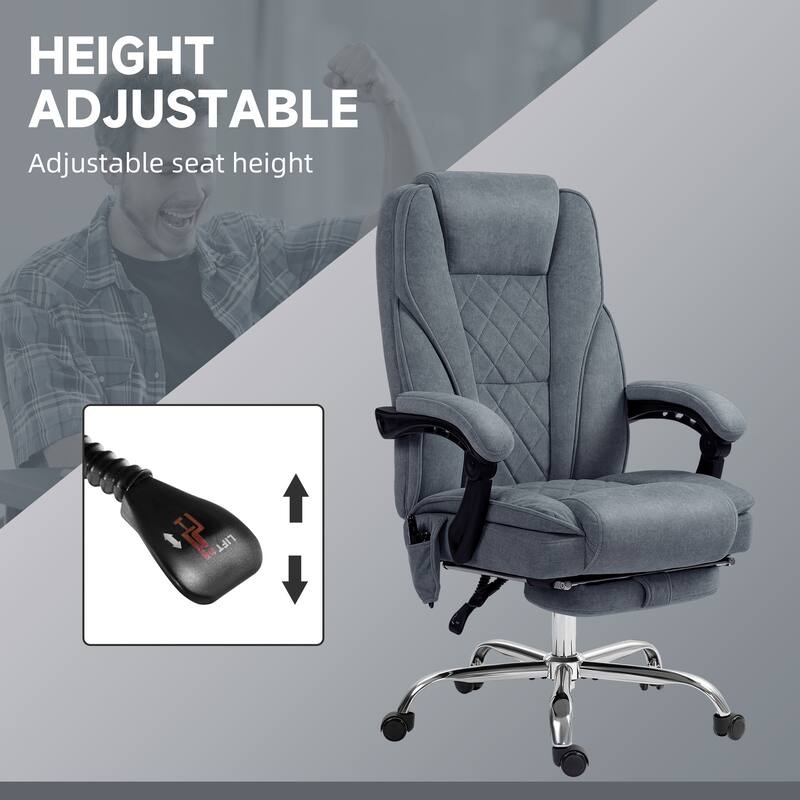Reclining Computer Chair Massage Office Chair with Footrest, Swivel Desk Chair Leisure Chair with Heat