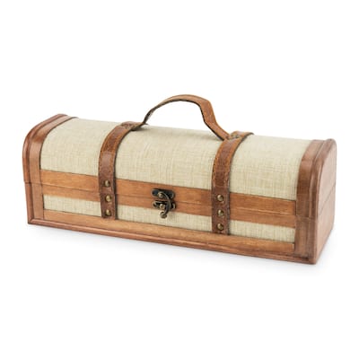 1 Bottle Vintage Striped Trunk Wine Box by Twine - 4.75" x 13"