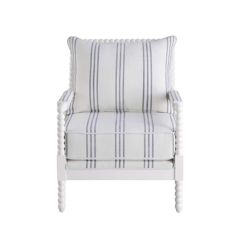 Penelopina White and Navy Upholstered Stripe Accent Chair