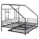 preview thumbnail 7 of 49, Sturdy Metal House Bed with Built-in Shelf & Grid, Semi-Enclosed Design for Better Sleep & Play, No Box Spring Required