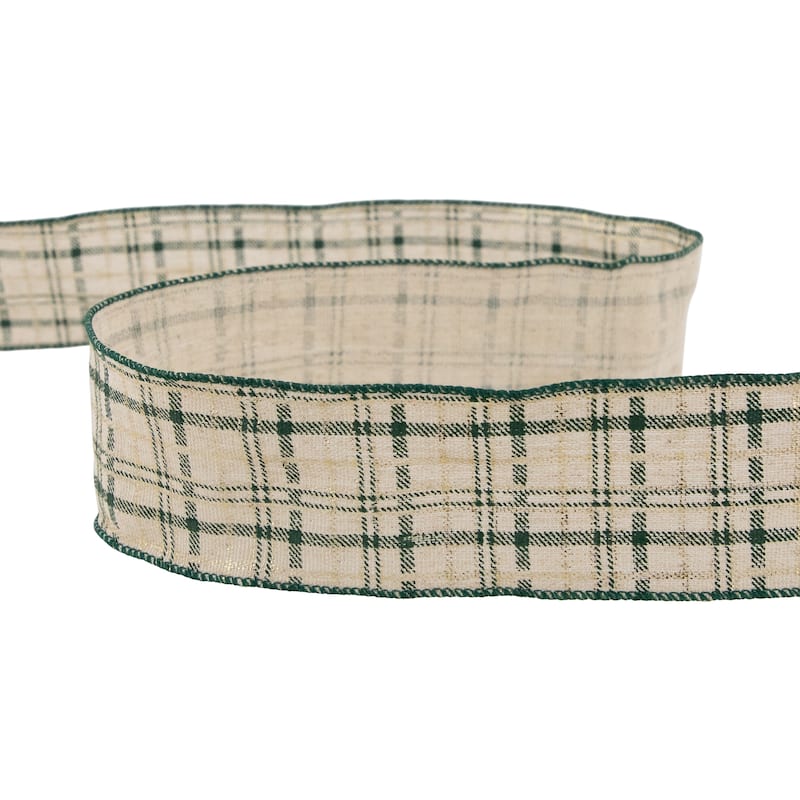 Plaid Wired Craft Christmas Ribbon 2.5" x 10 Yards - 2.5" x 10