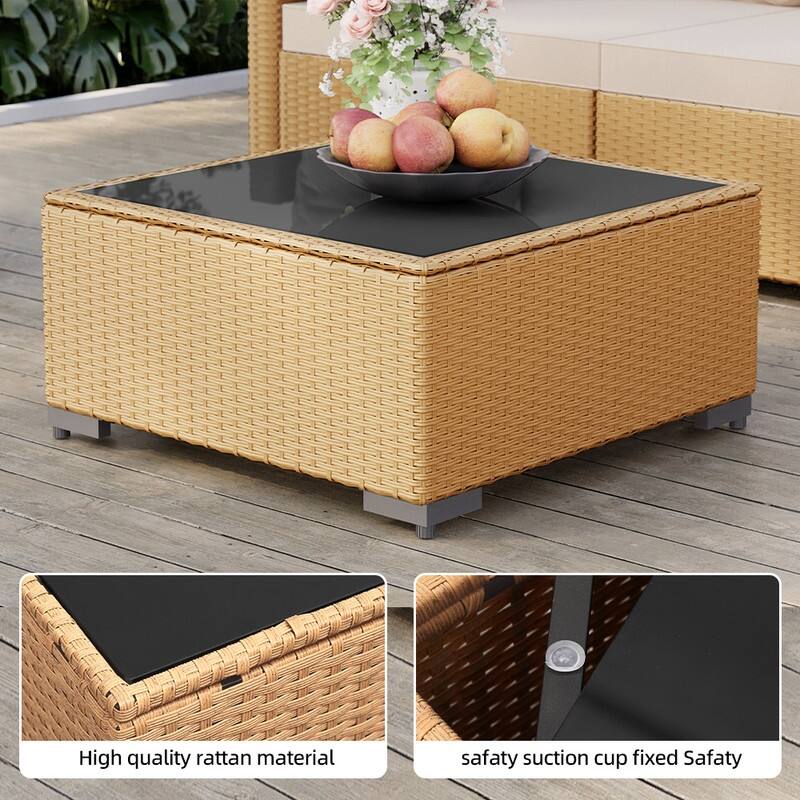 Patio Watcher 9-Piece Yellow Wicker Patio Conversation Set with Cushions