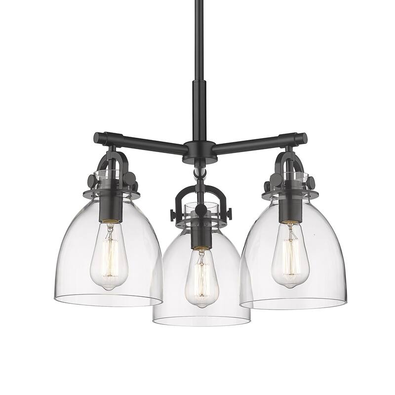 Innovations Lighting 410-3CR-16-20 Newton Bell Pendant Newton Bell 3 - Matte Black / Clear