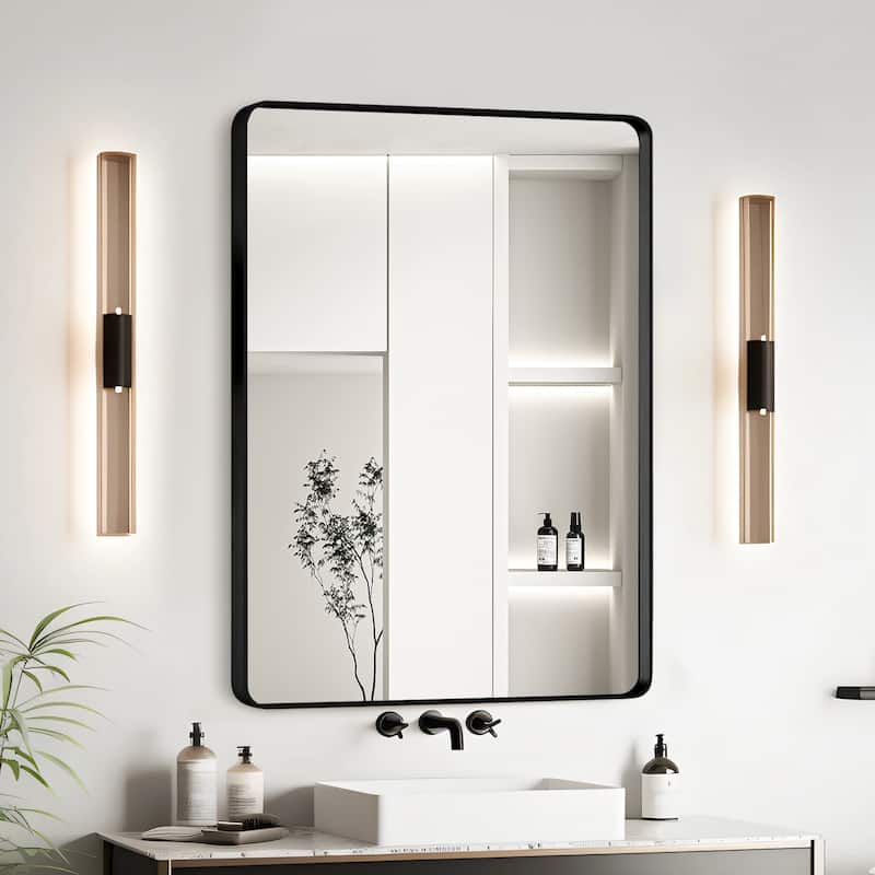 20x30 Inch Black Aluminium Frame Bathroom Mirror