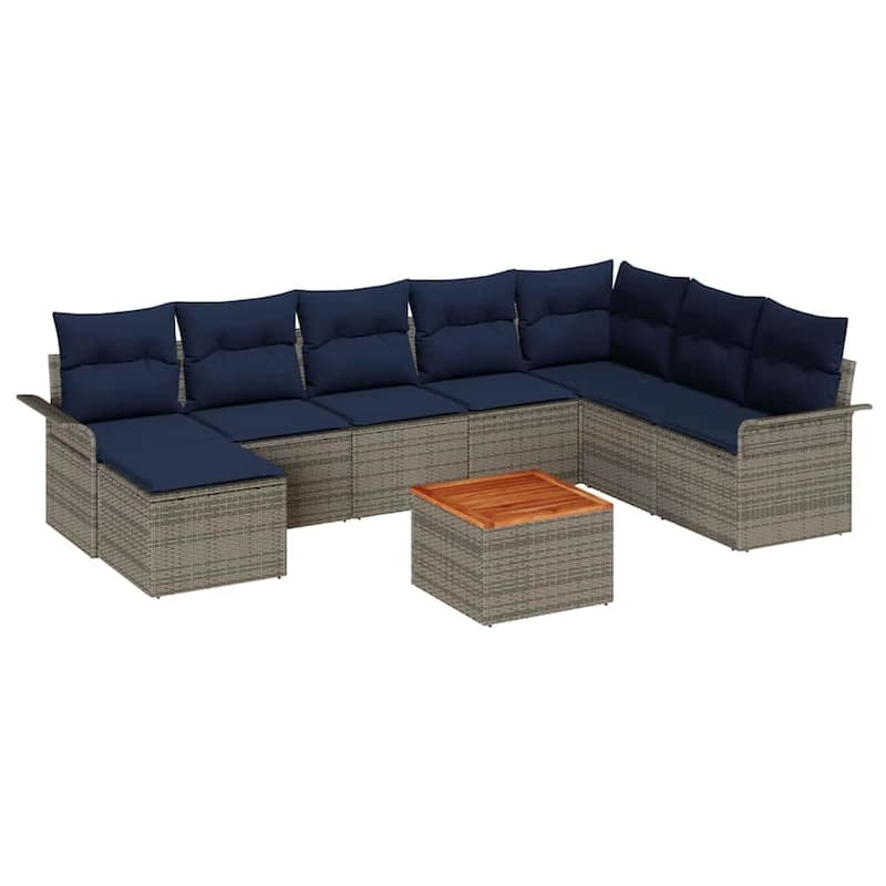 vidaXL 9 Piece Garden Sofa Set with Cushions - 117.1×73.8×27.2