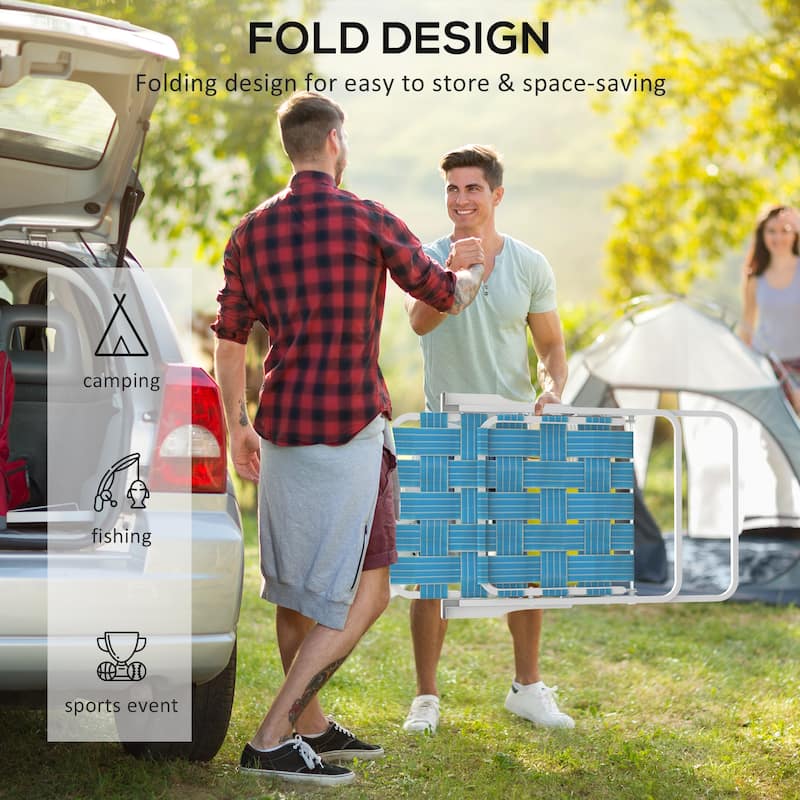 Set of 2 Patio Folding Chairs with Armrests, Outdoor Camping Chairs, Portable Lawn Chairs for Camping, Garden, Pool, Beach