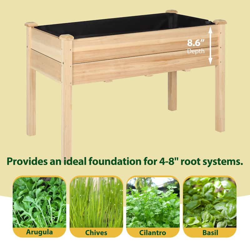 VEIKOUS Wood Raised Garden Bed with Drainage Holes, Outdoor Elevated Planter Box