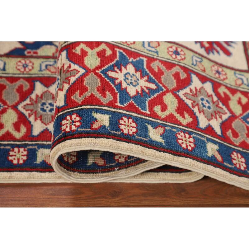 Kazak Area Rug Hand-Knotted Dining Room Wool Carpet - 5'0" x 6'8"